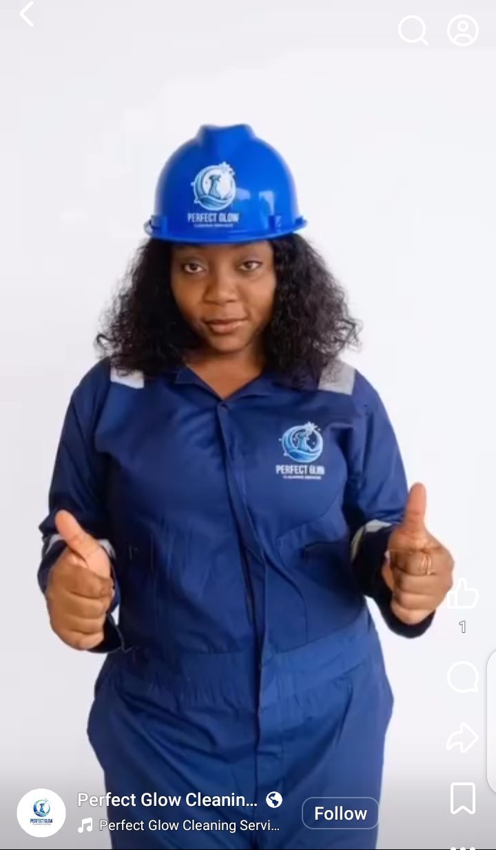 Perfect Glow cleaning professional in uniform giving thumbs up